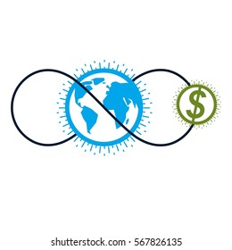 Global Business creative logo, unique vector symbol created with different elements. Global Financial System. World Economy.