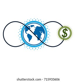 Global Business creative logo, unique vector symbol created with different elements. Global Financial System. World Economy.