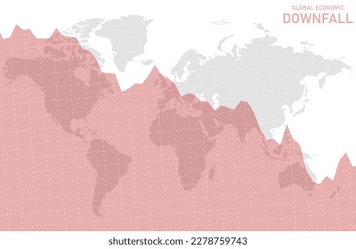 Global business downfall with a falling arrow and world map