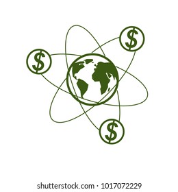 Global Business and E-Business creative logo, unique vector symbol created with different elements. Global Financial System. World Economy.