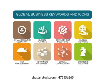 Global Business Flat Icon Set