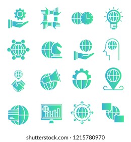 Global business gradient icons set