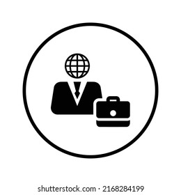 Global business icon. Black vector graphics.