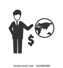 Global business icon. Global communication vector symbol