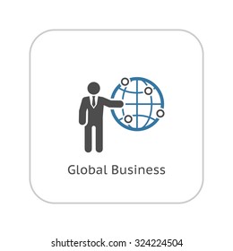 Global Business Icon. Business Concept. Flat Design. Isolated Illustration.