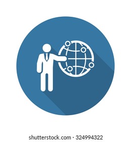 Global Business Icon. Business Concept. Flat Design. Isolated Illustration.