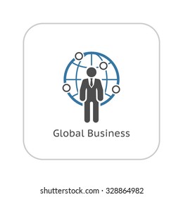 Global Business Icon. Flat Design. Isolated Illustration.