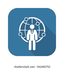 Global Business Icon. Flat Design.