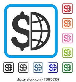 Global Business icon. Flat gray iconic symbol in a light blue rounded square. Black, gray, green, blue, red, orange color versions of Global Business vector. Designed for web and software interfaces.