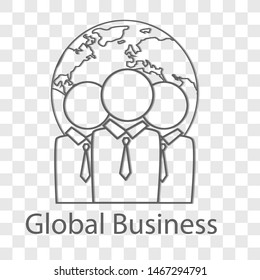 Global Business icon on transparency background. Vector illustration.