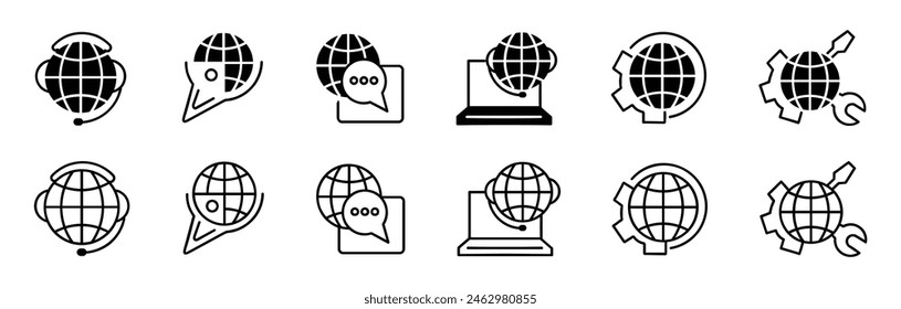 Global business icon set. Containing international organization vector set