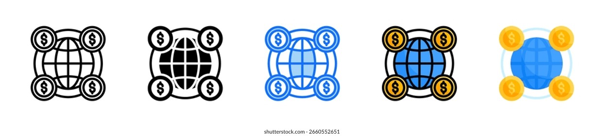 Conjunto de iconos de negocios globales Colección de estilos múltiples