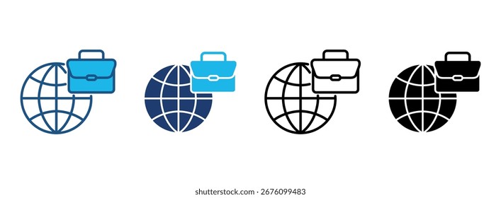 Conjunto de iconos de negocios globales con múltiples estilos. Ilustración vectorial
