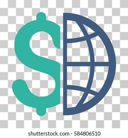 Global Business icon. Vector illustration style is flat iconic bicolor symbol, cobalt and cyan colors, transparent background. Designed for web and software interfaces.