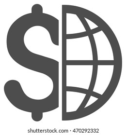 Global Business icon. Vector style is flat iconic symbol with rounded angles, gray color, white background.