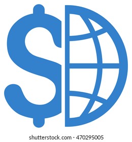 Global Business icon. Vector style is flat iconic symbol with rounded angles, cobalt color, white background.