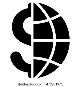 Global Business icon. Vector style is flat iconic symbol with rounded angles, black color, white background.