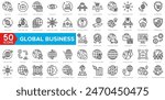 Global Business icon. World Pulse, Boundless Business, Global Marketplace, Global Vision, Borderless Growth, Bridging Cultures and United by Commerce