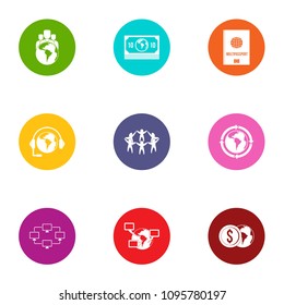 Global business icons set. Flat set of 9 global business vector icons for web isolated on white background