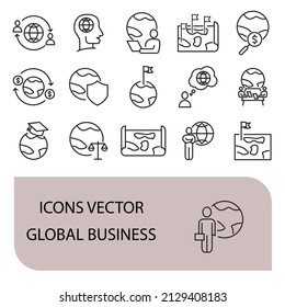Global Business icons set . Global Business pack symbol vector elements for infographic web
