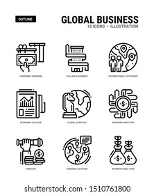 Global Business icons for web design, book, magazine, poster, ads, app, etc.