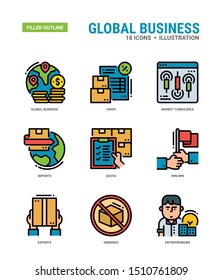 Global Business icons for web design, book, magazine, poster, ads, app, etc.