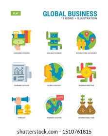 Global Business icons for web design, book, magazine, poster, ads, app, etc.