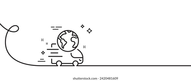 Global business line icon. Continuous one line with curl. Delivery service sign. Internet marketing symbol. Delivery service single outline ribbon. Loop curve pattern. Vector