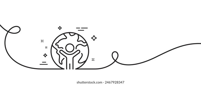 Global business line icon. Continuous one line with curl. International outsourcing sign. Internet marketing symbol. Global business single outline ribbon. Loop curve pattern. Vector