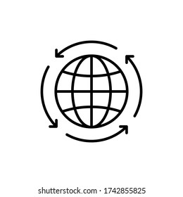 Global business line icon. Globe, international symbol. logo. Outline design editable stroke. For yuor design. Stock - Vector illustration