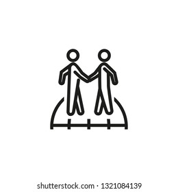 Global business line icon. Handshake, communication, partnership. Cooperation concept. Can be used for topics like teamwork, deal, collaboration