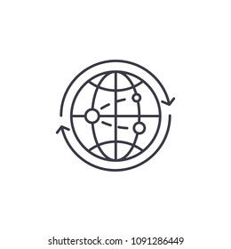 Global business linear icon concept. Global business line vector sign, symbol, illustration.