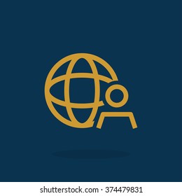 global business, business man icon, vector illustration.