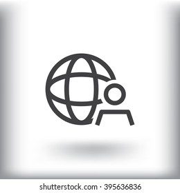 global business, business man icon, vector illustration.