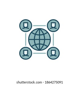 Global Business Network or Community vector concept colored icon or symbol
