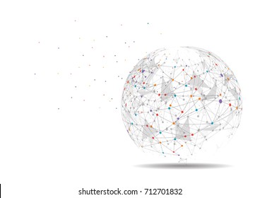 Global business network connection. World map point and line composition concept of global business. Vector Illustration
