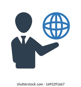 Icono de red comercial global. Comunicación comercial