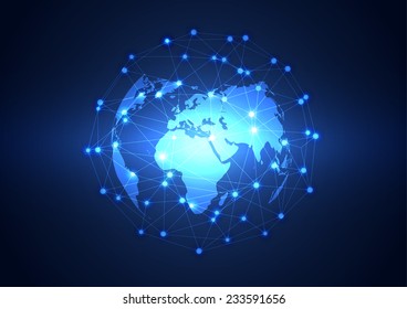 Global business network technology background, vector