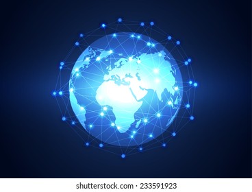 Global business network technology background, vector