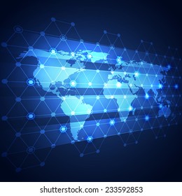 Global business network technology background, vector