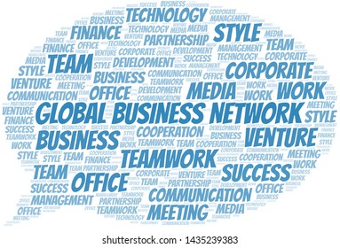 Global Business Network word cloud. Collage made with text only.