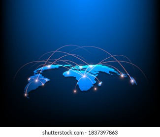 Global business network World map points and global business line elements concept illustration