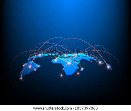 Global business network World map points and global business line elements concept illustration
