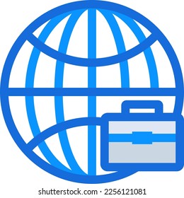 Global Business business people icon with blue duotone style. Web, communication, finance, office, money, time, world. Vector illustration