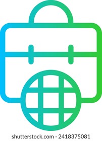 Global business performance business icon with blue and green gradient outline style. business, global, technology, network, concept, connection, internet. Vector Illustration