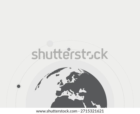 Global Business Presentation Template with Abstract World Map, Minimal Blue Corporate Design for Professional Reports, Pitch Decks, Marketing, Consulting and International Companies. Grey