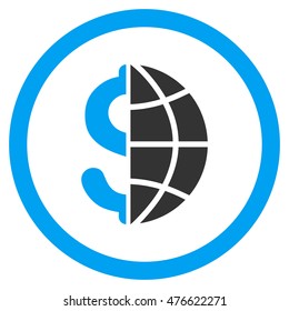 Global Business rounded icon. Vector illustration style is flat iconic bicolor symbol, blue and gray colors, white background.