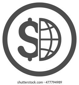 Global Business rounded icon. Vector illustration style is flat iconic symbol, gray color, white background.