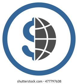 Global Business rounded icon. Vector illustration style is flat iconic bicolor symbol, cobalt and gray colors, white background.