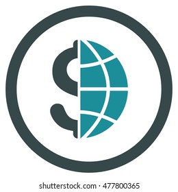 Global Business rounded icon. Vector illustration style is flat iconic bicolor symbol, soft blue colors, white background.